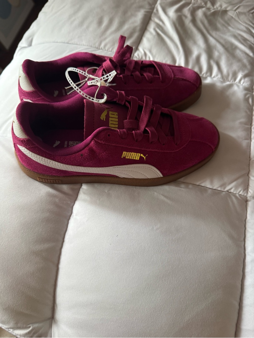 Puma Women's Suede Sneaker in Fuchsia with White Formstrip